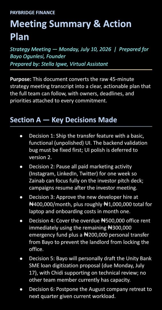 Meeting Notes to Action Plan